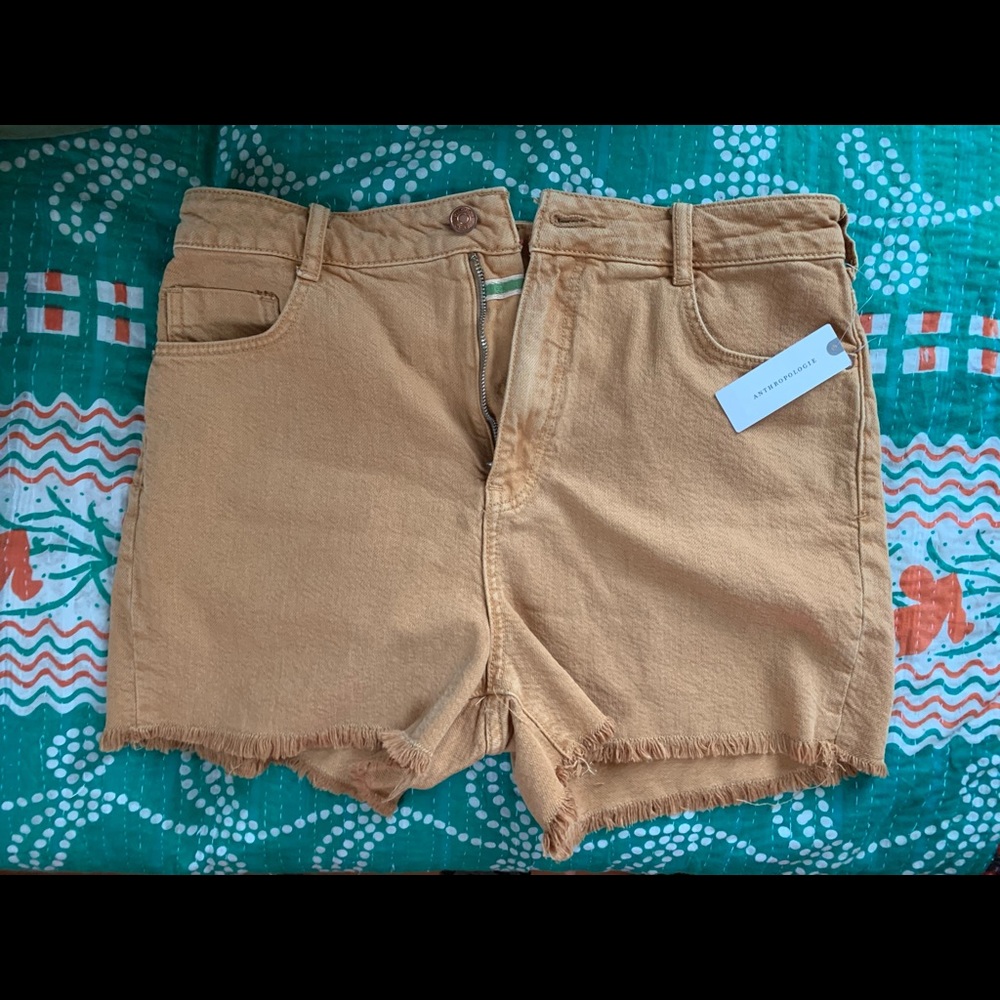 Anthropologie Jean shorts -mustard yellow with frayed hem , size 29. Pilcro